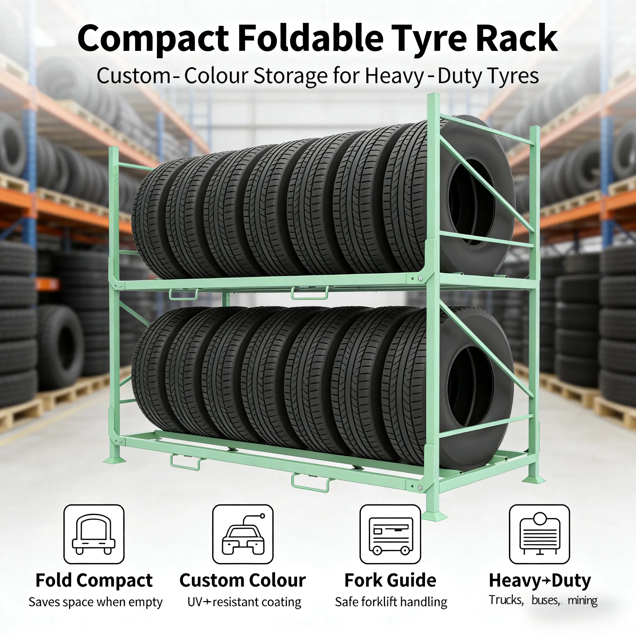 Foldable tyre rack